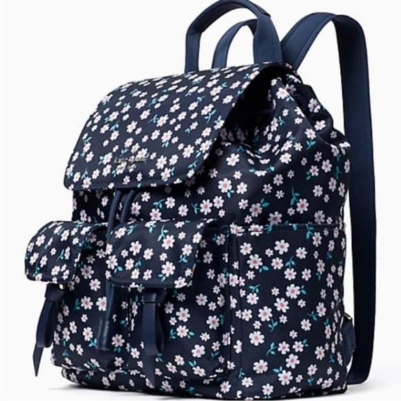Kate Spade Carley Fleurette Nylon Flap Backpack - Picture 2 of 15